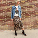 Leopard Satin Maxi Skirt