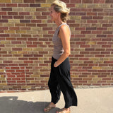 Relaxed Stripe Barrel Pants w/Pockets