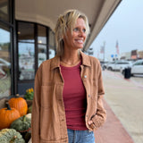Camel Mineral Wash Twill Oversize Jacket