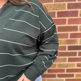 Plus Modal Scuba Stripe V Neck Jacket