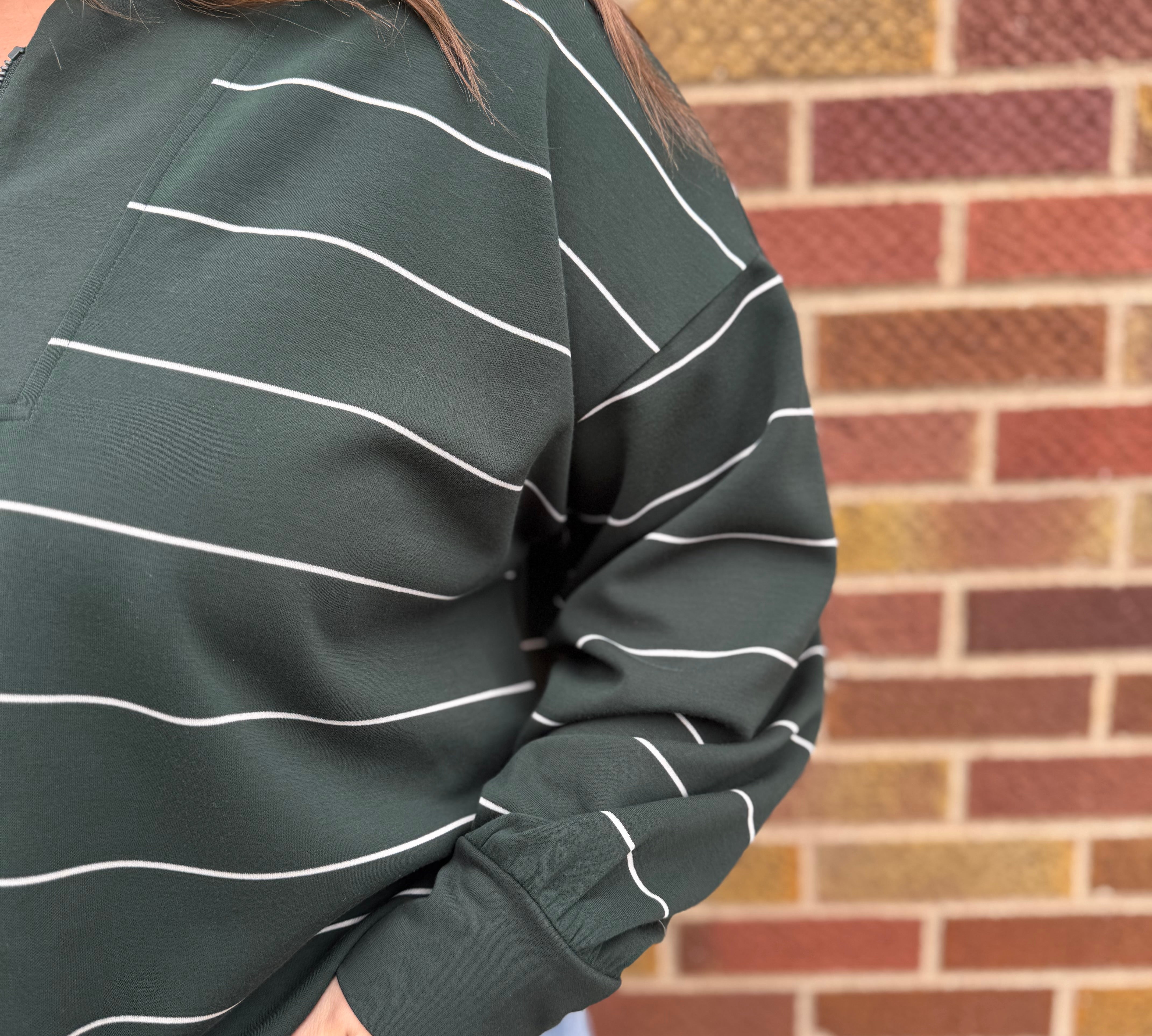 Plus Modal Scuba Stripe V Neck Jacket