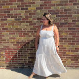 Plus Stripe Empire Waist Tiered Midi Dress
