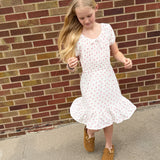 Girls Puff Sleeve Smock Waist Tiered Dress