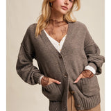 Textured Knit Button-Up Cardigan