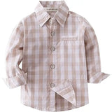 Kids Beige & White Plaid Shirt