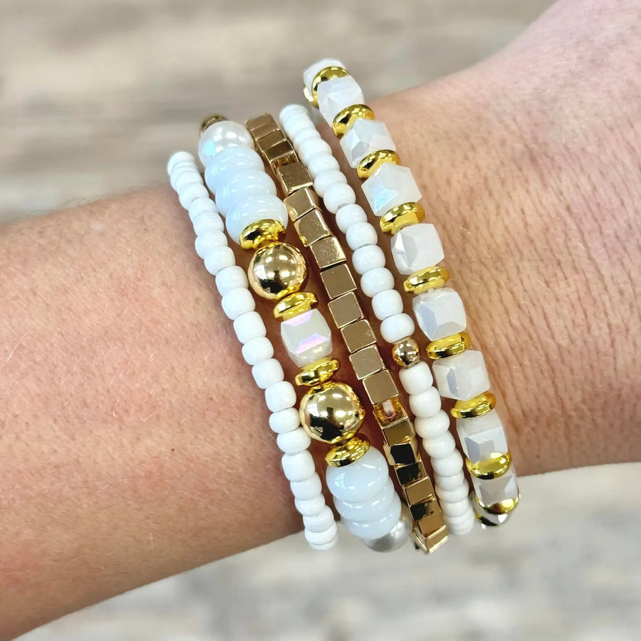 White/Gold Neutral Bracelet Set