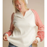Oversized Floral & Stripe Knit Top