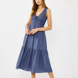 Tiered Midi Dress w/ Side Pockets