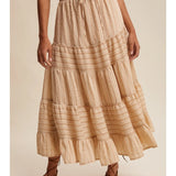 Striped Tiered Maxi Skirt