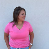 Plus V-Neck Short Sleeve Fitted Top