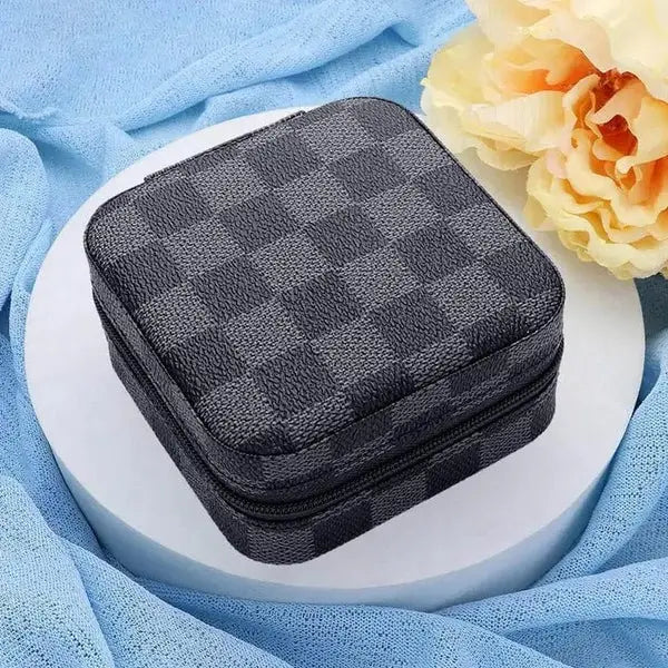 Black Checkered Square Jewelry Box