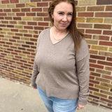 Plus V-Neck Drop Shoulder Sweater