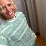Striped Open Stitch Pullover Sweater