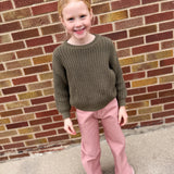 Girls Wide Leg Pink Denim Pants