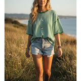 Striped Oversize Drop Shoulder Knit Top