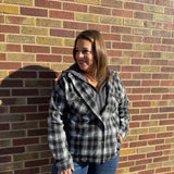 Zip Up Plaid Hoodie Shacket