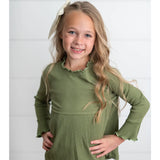 Girls Long Sleeve Lettuce Trim Top