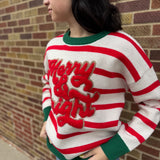 Christmas Theme Stripe Knit Top