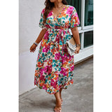 Plus Floral Butterfly Sleeve Dress