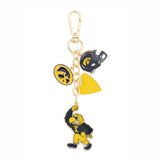 Iowa Hawkeye Heart Cluster Bag Charm
