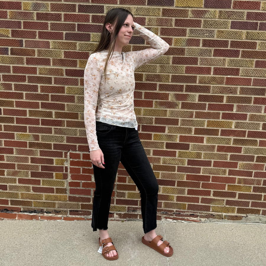Floral Bouquet Lace Mesh Sheer Top