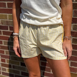 Yellow Plaid Shorts w/Side Stripe Detail