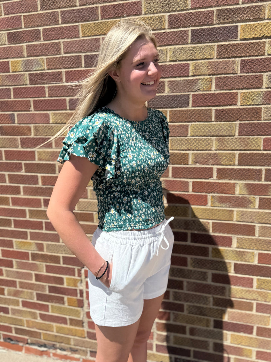 Daisy Smocked Ruffle Sleeve Top