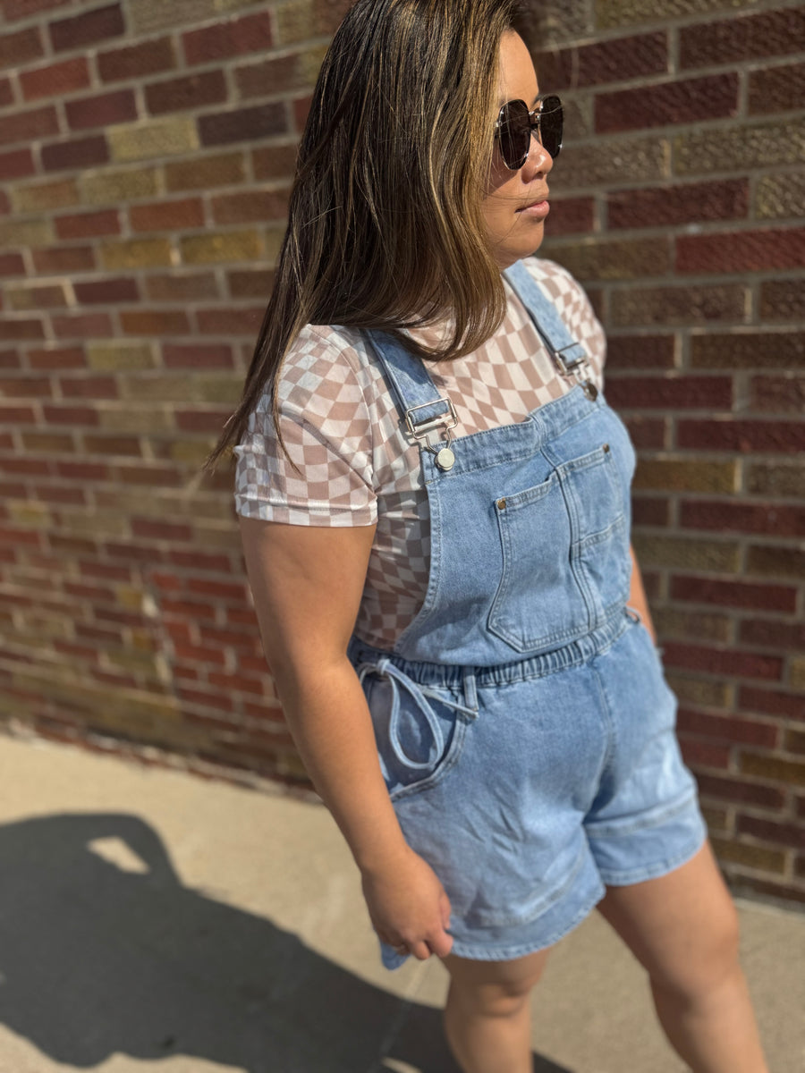 Side Tie Short Overalls