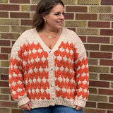 Plus Button Down Textured Sweater