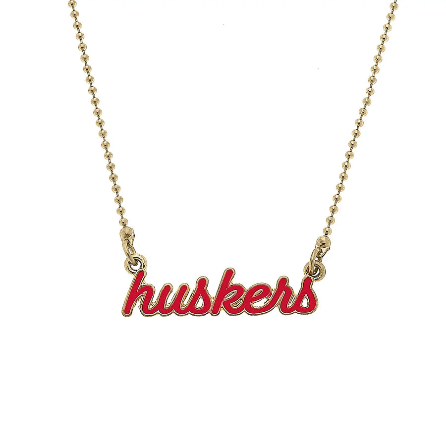 Nebraska Huskers Enamel Script Necklace
