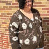 Plus Floral Jacquard Cardigan