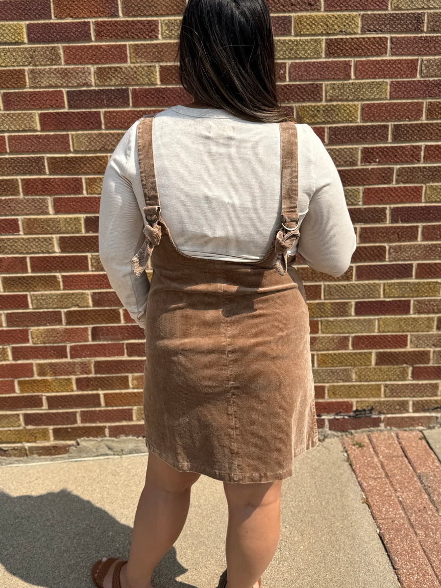 Snow Wash Corduroy Pinafore Overall Dress