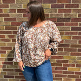 Plus Woven Floral Long Sleeve