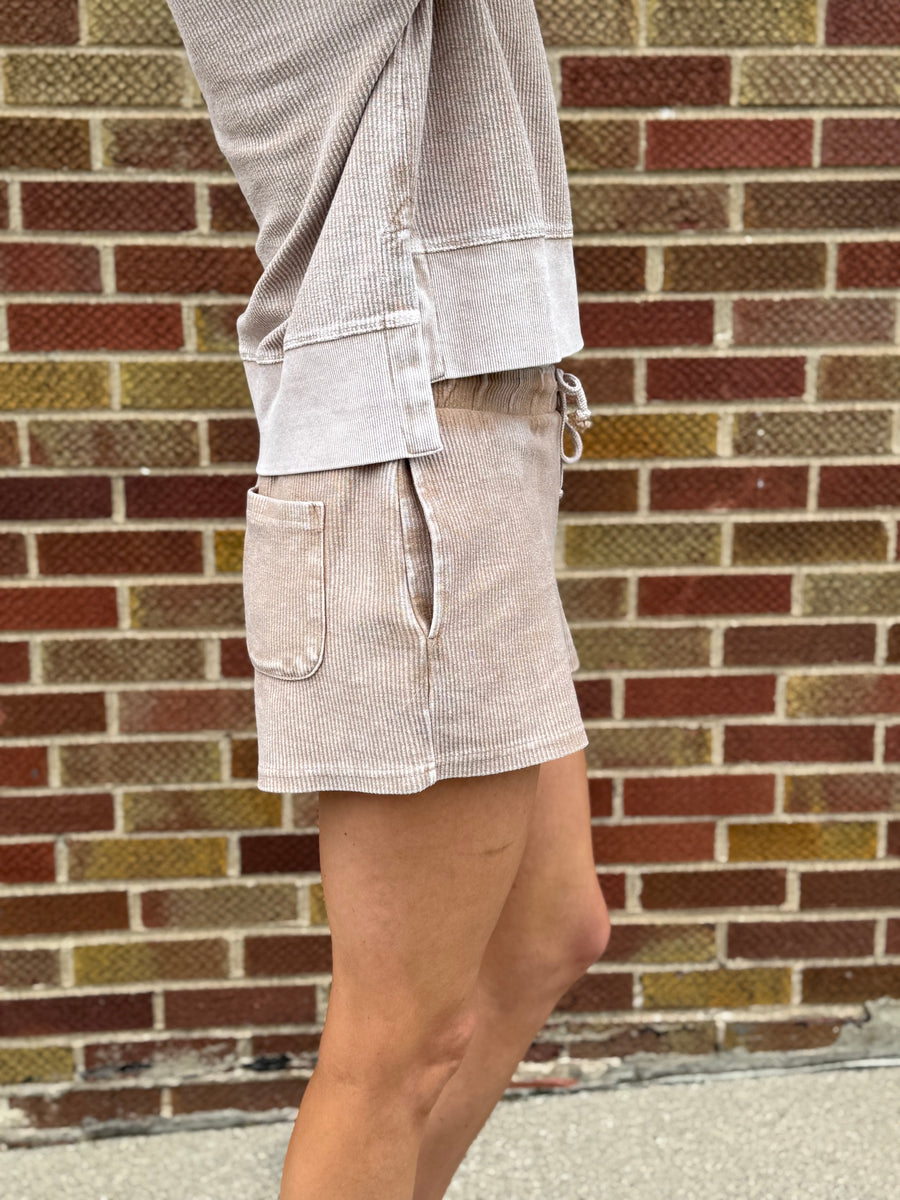 Luxe Corded Cropped w/Side Slit Crew