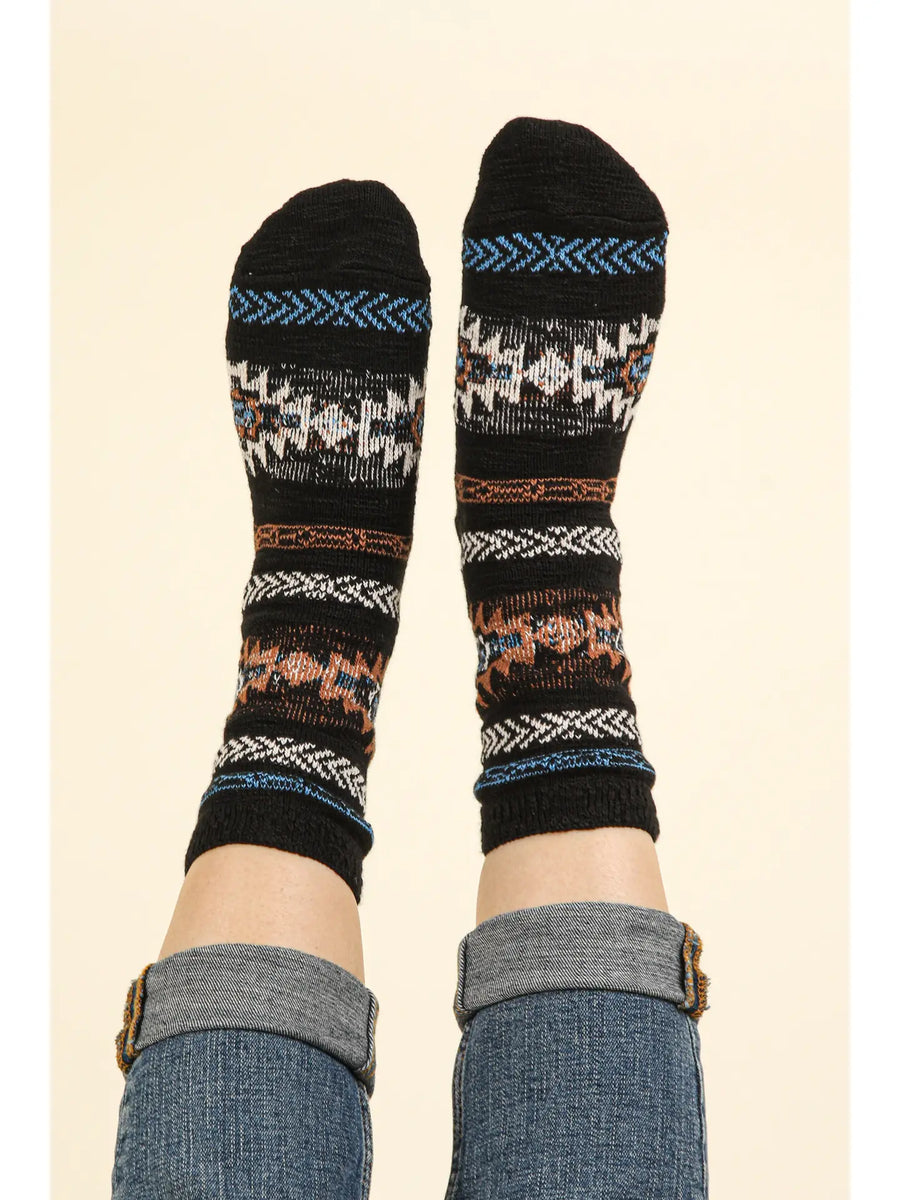 Aztec Graphic Cozy Crew Socks