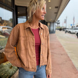Camel Mineral Wash Twill Oversize Jacket