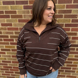 Plus Stripe Modal Quarter Zip Pullover