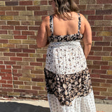 Plus Mixed Floral Tiered Midi Dress