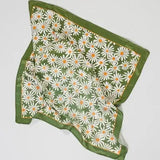 Green/White Daisy Silky Scarf