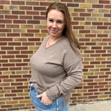 Plus V-Neck Drop Shoulder Sweater