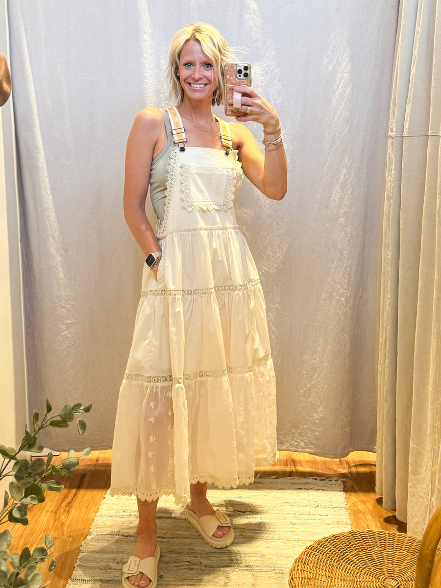 Lace Tiered Overall Maxi Dress