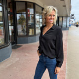 Classic V-Neck Button Down Top