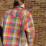 Vintage Plaid Quilted Jacket w/Pockets