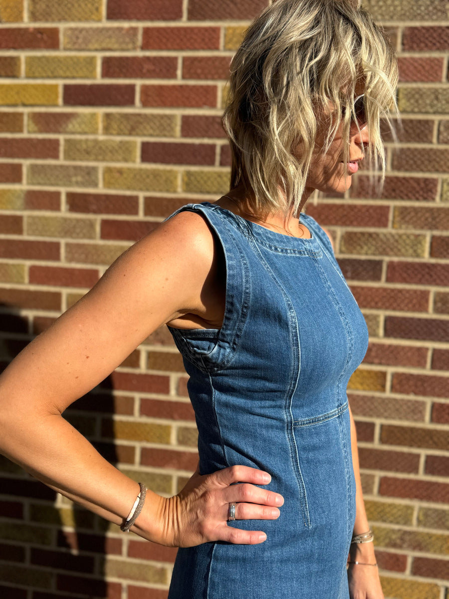 Sleeveless Denim Midi Dress