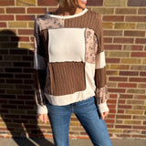 Floral Cable Knit Patchwork Top