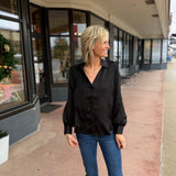 Classic V-Neck Button Down Top