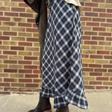 Vintage Navy Plaid Maxi Skirt