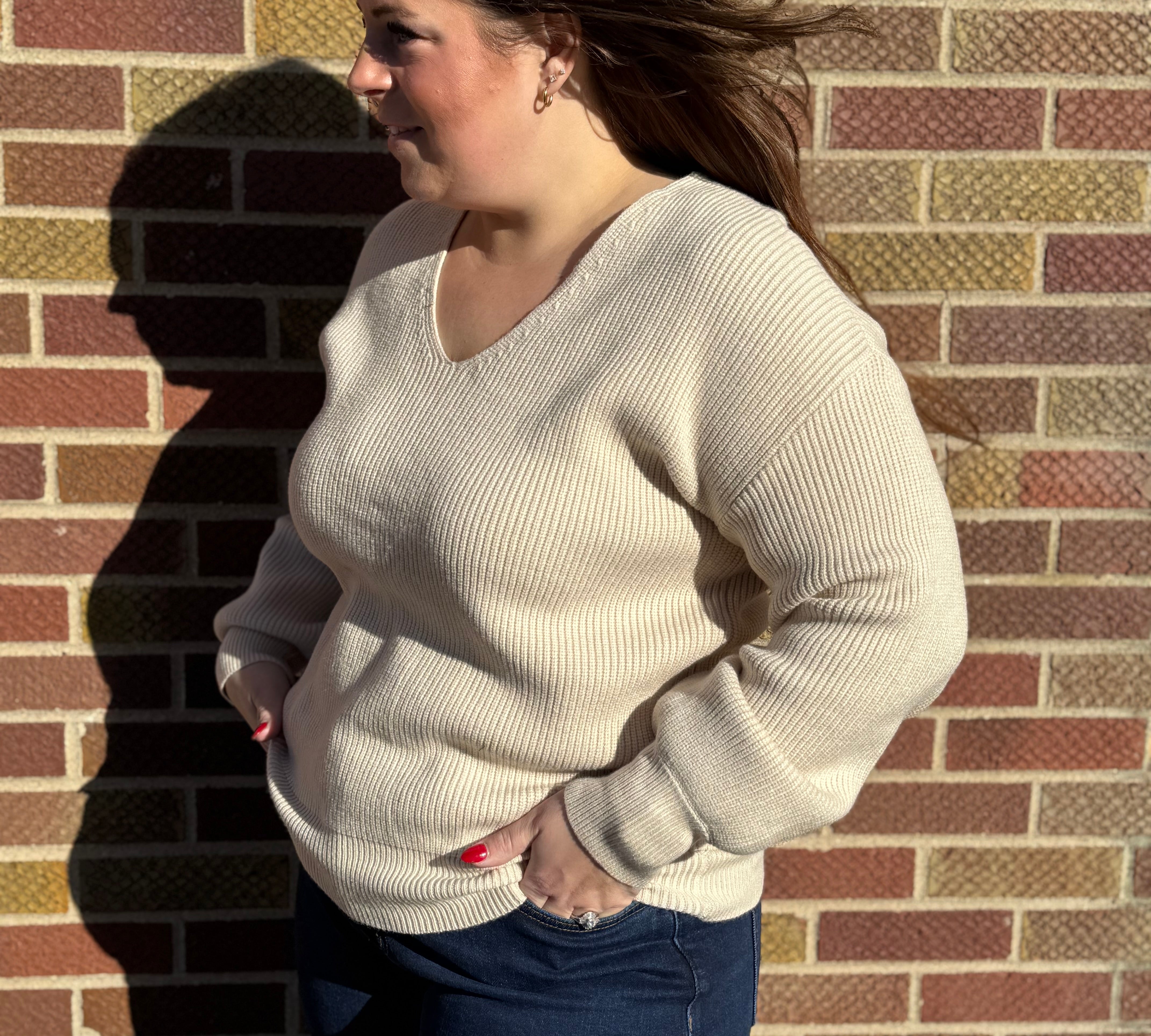 Lantern Sleeve Knot Back Sweater