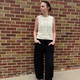Relaxed Stripe Barrel Pants w/Pockets