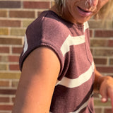Striped Short Sleeve Knit Sweater